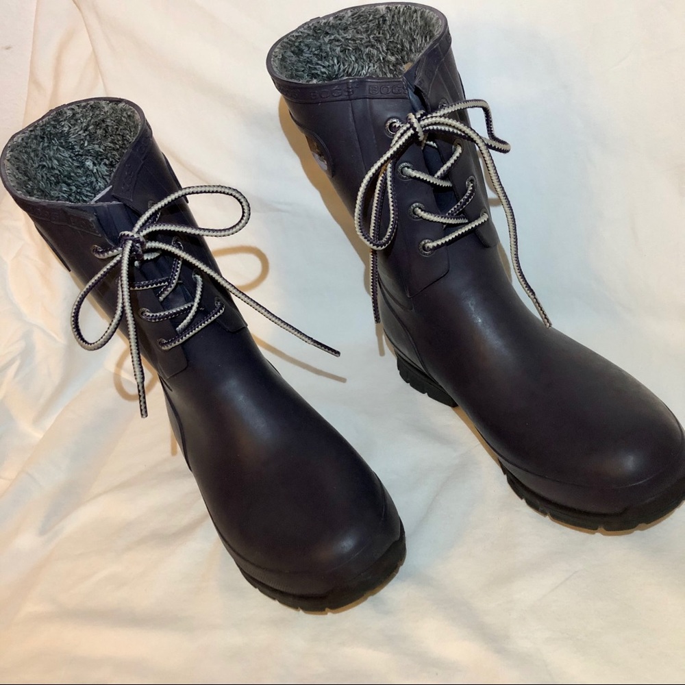 Purple Lace-Up Rain Boots!
